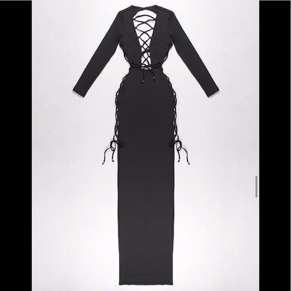 🎉New Black Backless Long Sleeve Sexy 2022 Summer Long Dress - Picture 6 of 15